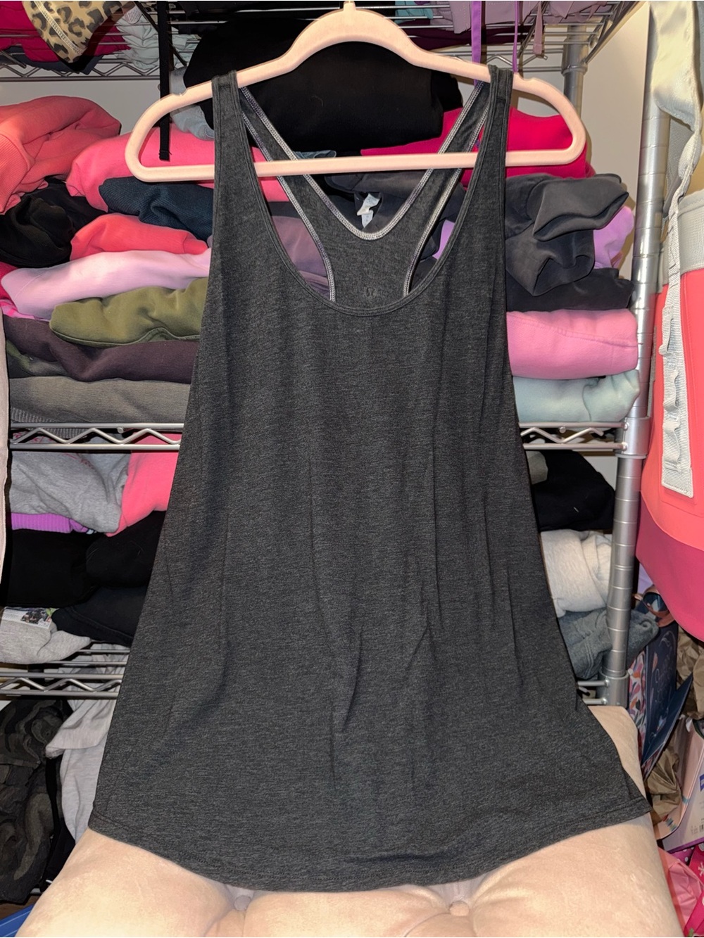 Lululemon Charcoal Grey / Black Women’s Racerback Tank Top   Size 12